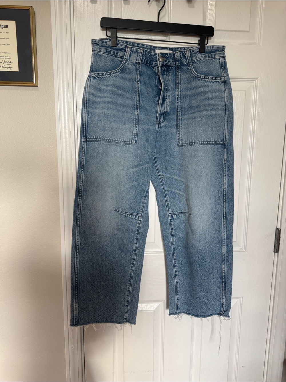 Madewell Women’s Darted Barrel leg jeans with patch pockets EUC sz 30